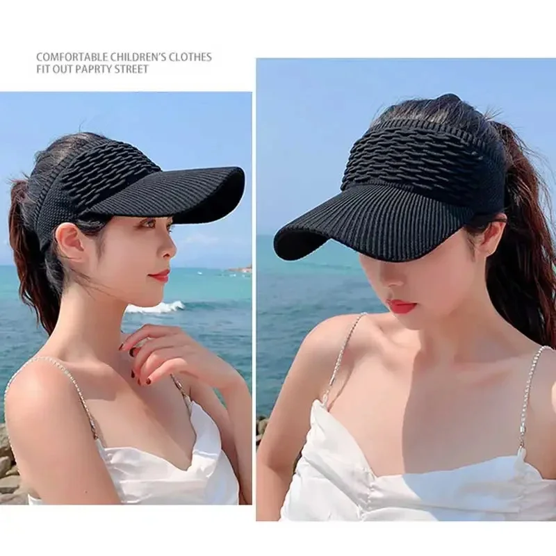 New Women Anti-UV Sun Hats Breathable Adjustable Empty Top Visor Caps for Men Tennis Golf Running Travel Beach Sport Outdoor Hat thumbnail 5