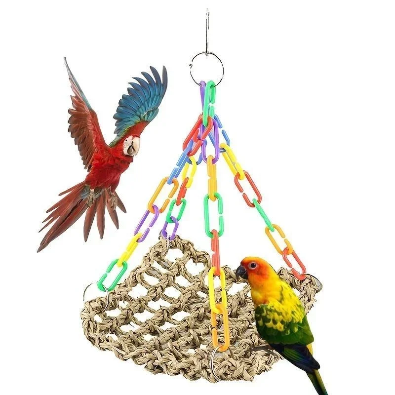 Chewable Parrot Chew Toy Cotton Rope Birds Toy Bite Bridge Bird Tearing Toys Cockatiels Training Hang Swings Birds Cage Supplies thumbnail 4
