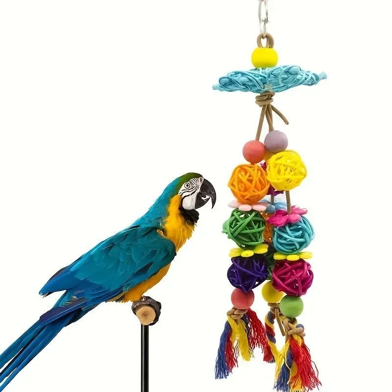 Chewable Parrot Chew Toy Cotton Rope Birds Toy Bite Bridge Bird Tearing Toys Cockatiels Training Hang Swings Birds Cage Supplies thumbnail 5