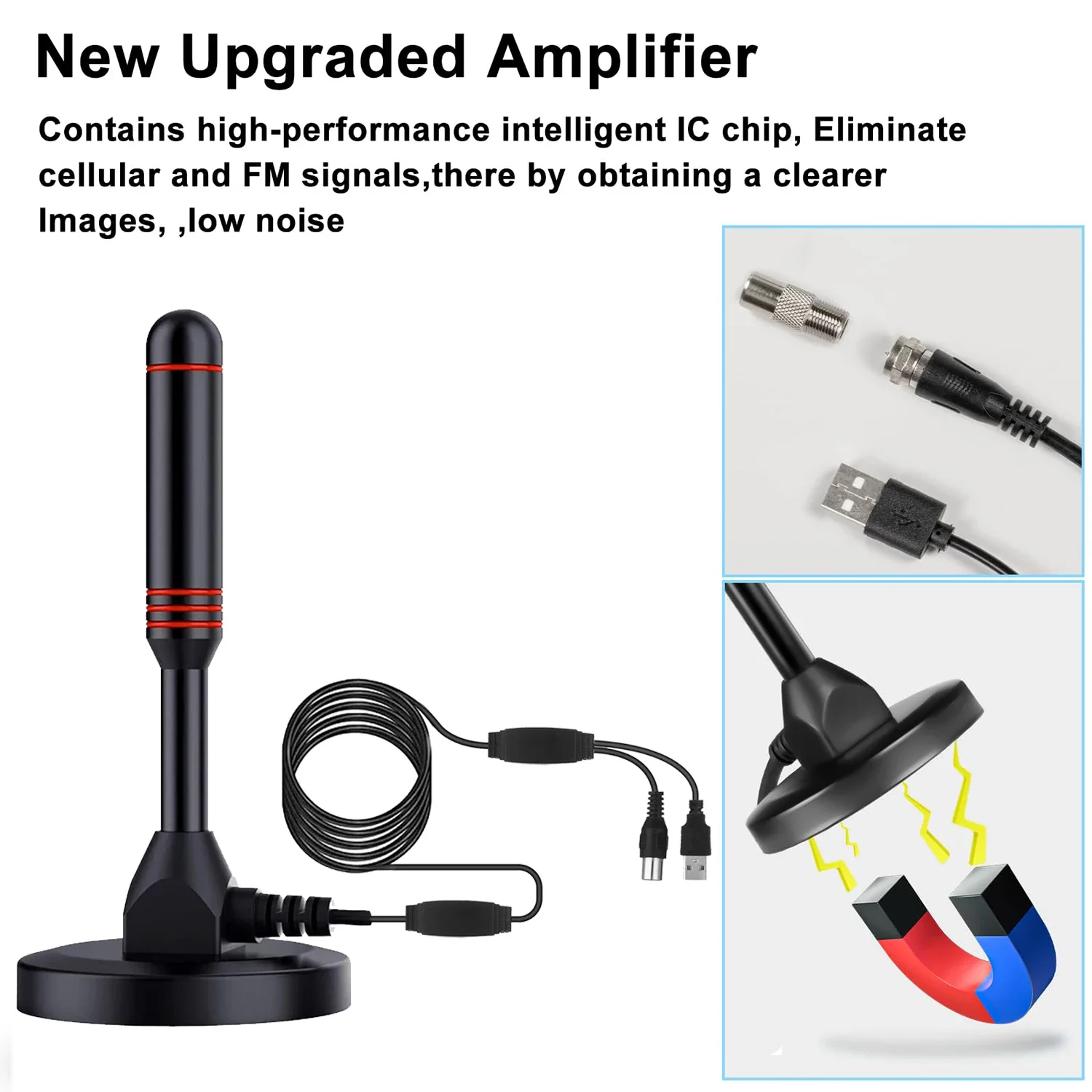 HDTV Antenna with Amplifier VHF/UHF dab Receiver DVB-T DVB-T2 Free View Indoor Smart TV Antenna thumbnail 4