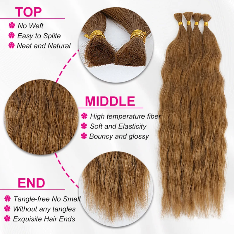 Julianna Synthetic 20Inch Blond Crochet Braiding Hair Super Bulk Curly Hair Bundles No Weft for Boho Braiding thumbnail 2