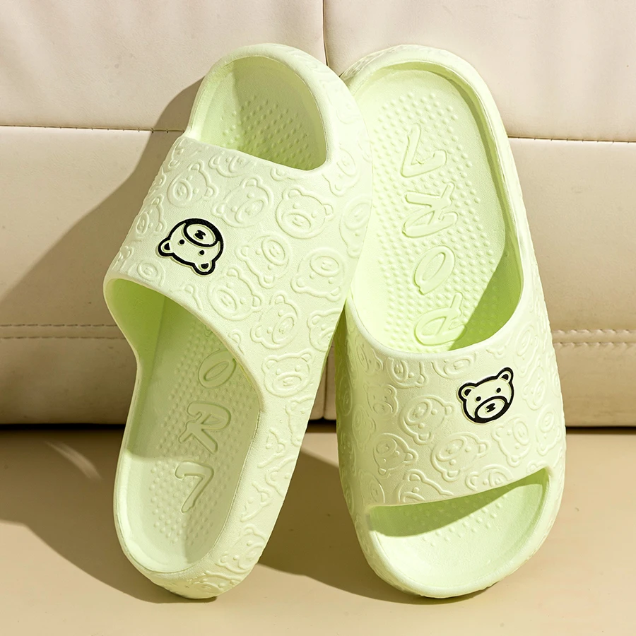 Women's Slippers Summer Printting Cute Bear Indoor Bathroom Anti-slip Soft Sole Couple Lightness Comfortable Men Leisure Shoes thumbnail 5