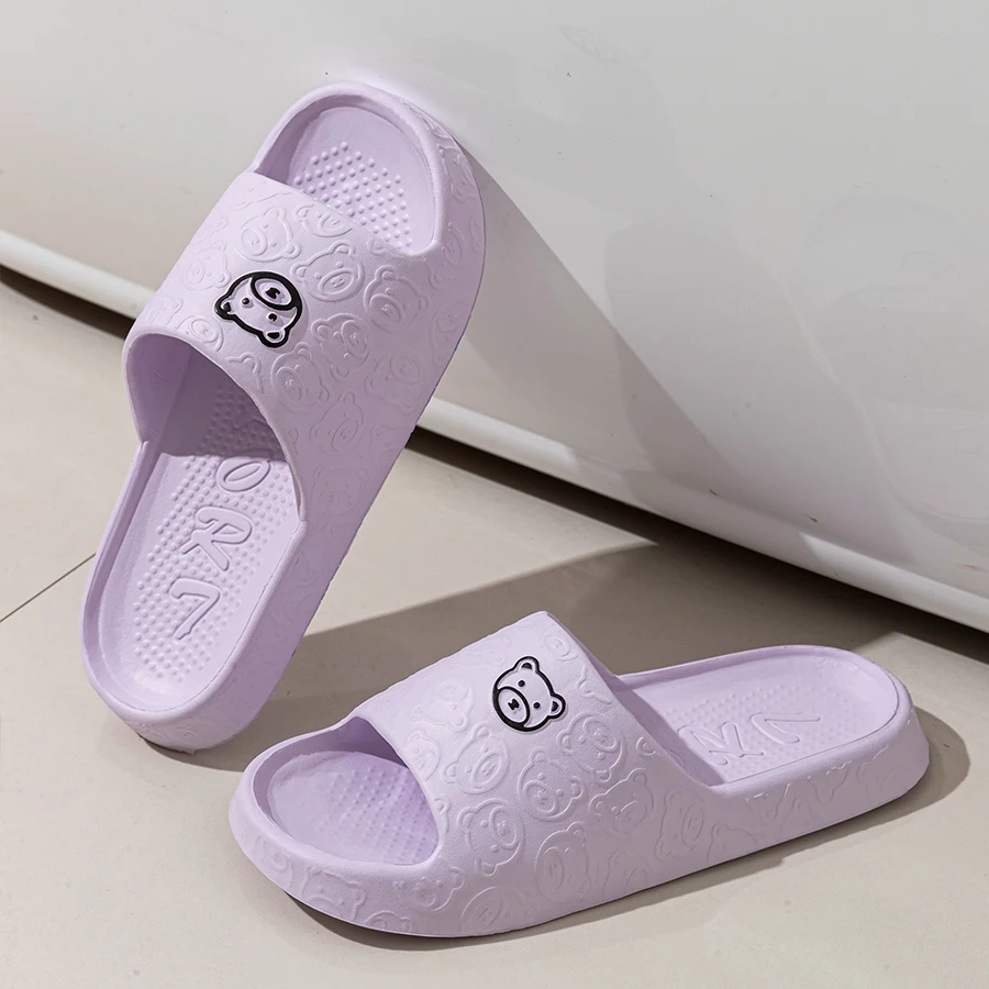 Women's Slippers Summer Printting Cute Bear Indoor Bathroom Anti-slip Soft Sole Couple Lightness Comfortable Men Leisure Shoes thumbnail 3
