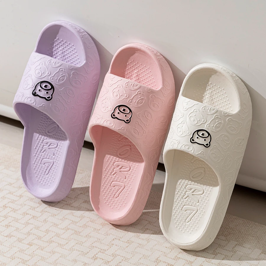 Women's Slippers Summer Printting Cute Bear Indoor Bathroom Anti-slip Soft Sole Couple Lightness Comfortable Men Leisure Shoes thumbnail 6