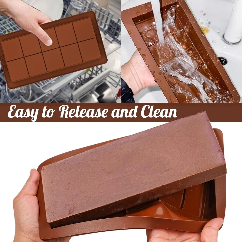 Chocolate Bar Molds Silicone Bars Break Apart Wax Melt Mould Easy Release Rectangle Durable for Protein and Energy Handmade Gift thumbnail 3