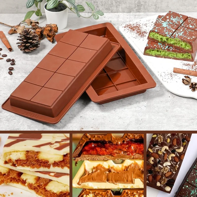 Chocolate Bar Molds Silicone Bars Break Apart Wax Melt Mould Easy Release Rectangle Durable for Protein and Energy Handmade Gift thumbnail 4