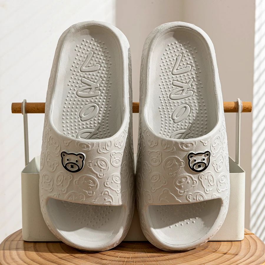 Summer Fashion Men's Slippers Printting Little Bear Sandals Indoor Bathroom Non-slip Soft Women Dormitory Casual Shoes Couple thumbnail 5