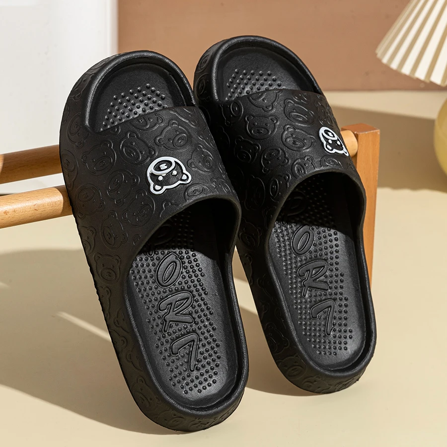 Summer Fashion Men's Slippers Printting Little Bear Sandals Indoor Bathroom Non-slip Soft Women Dormitory Casual Shoes Couple thumbnail 4
