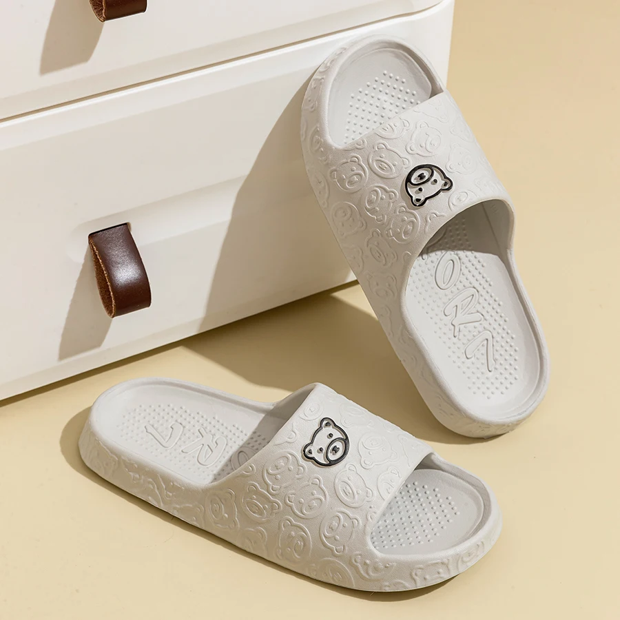 Summer Fashion Men's Slippers Printting Little Bear Sandals Indoor Bathroom Non-slip Soft Women Dormitory Casual Shoes Couple thumbnail 6