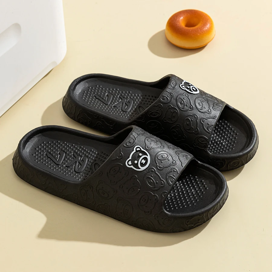 Summer Fashion Men's Slippers Printting Little Bear Sandals Indoor Bathroom Non-slip Soft Women Dormitory Casual Shoes Couple thumbnail 3