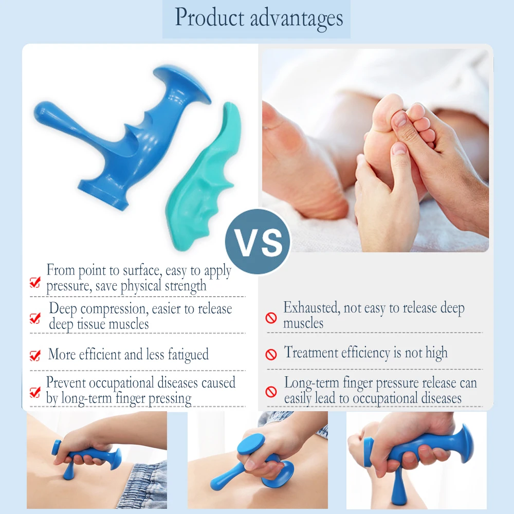 T-shaped Massager Thumb Finger Pressure Press Trigger Point Manual Deep Physiotherapy Massage Tools Full Body Muscle Relax Stick thumbnail 4