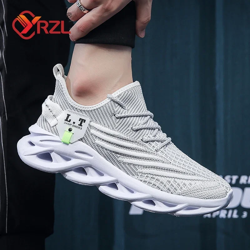 YRZL Men Sports Running Black Jogging Shoes Casual Sneakers Outdoor Breathable Mesh Women Light Shock-absorption Black Tennis thumbnail 4