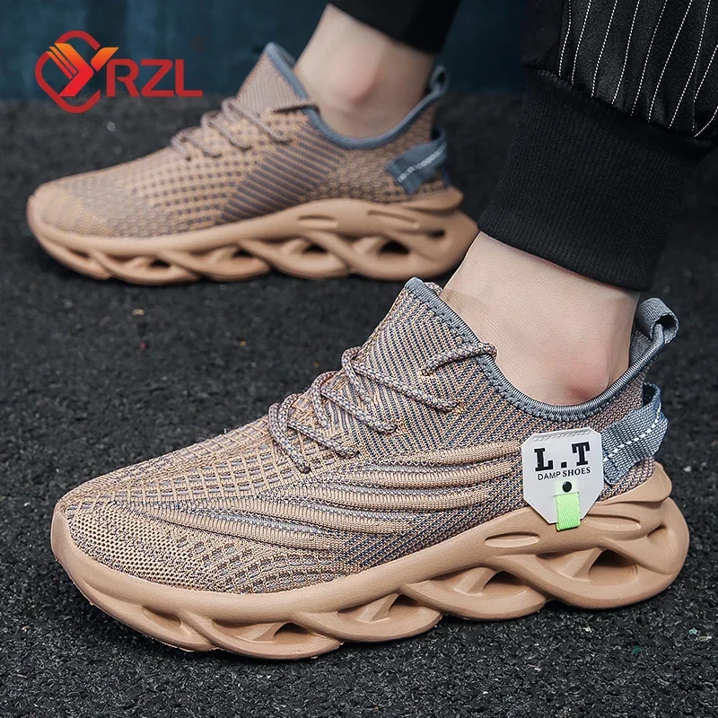 YRZL Men Sports Running Black Jogging Shoes Casual Sneakers Outdoor Breathable Mesh Women Light Shock-absorption Black Tennis thumbnail 5