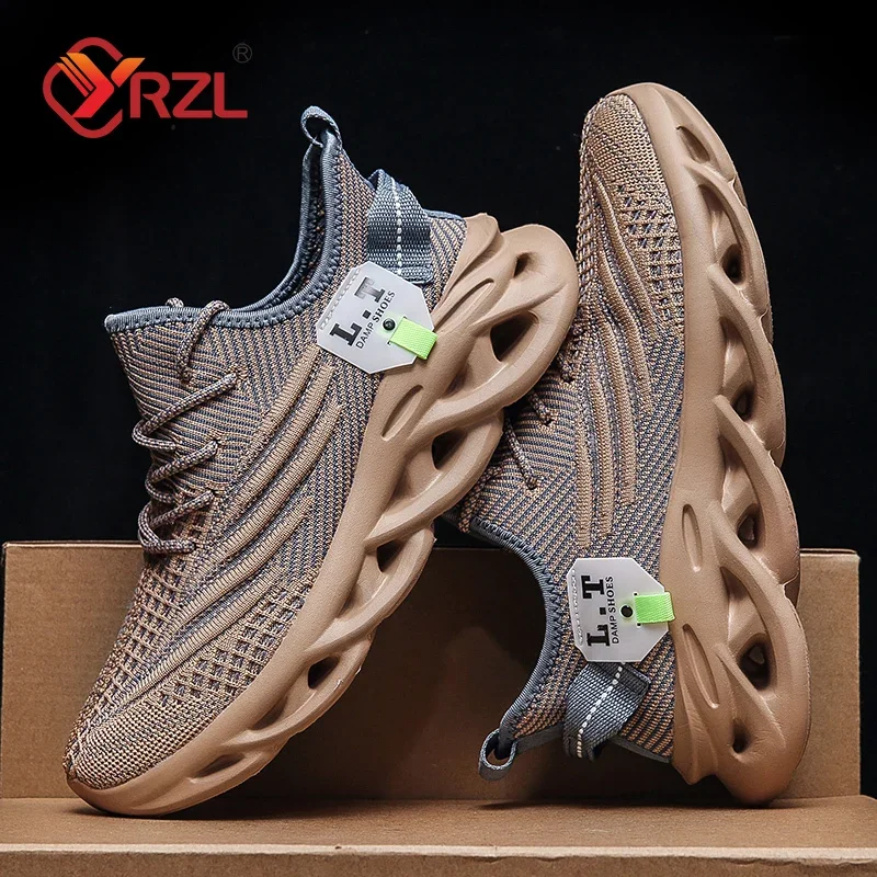 YRZL Men Sports Running Black Jogging Shoes Casual Sneakers Outdoor Breathable Mesh Women Light Shock-absorption Black Tennis thumbnail 2
