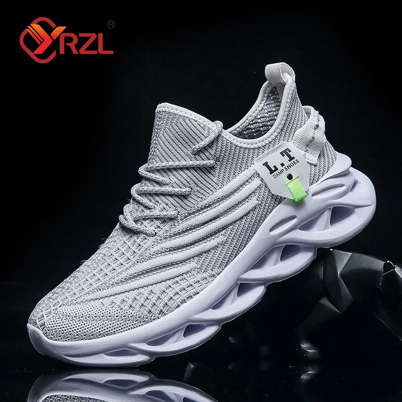 YRZL Men Sports Running Black Jogging Shoes Casual Sneakers Outdoor Breathable Mesh Women Light Shock-absorption Black Tennis thumbnail 3