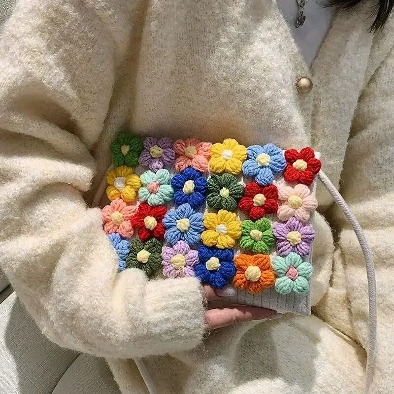 Hand-knitted Flowers Mini Colorful Flower Floral Applique Sew Patches for Clothes Hat Wedding Decor DIY Craft Supplies Wholesale thumbnail 6