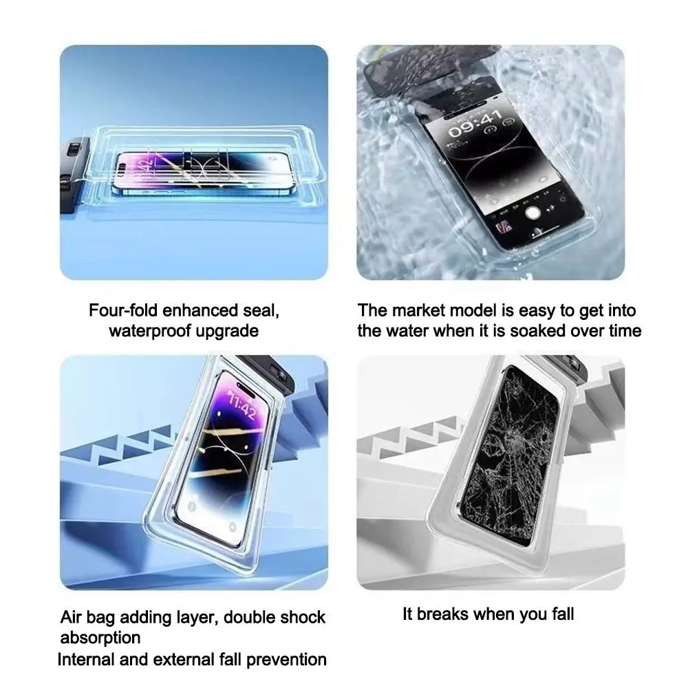 Transparent Waterproof Phone Case Touch Screen Under 7.0 inches Mobile Phone Cover with Lanyard Phone Sealed Bag Swimming&Diving thumbnail 4