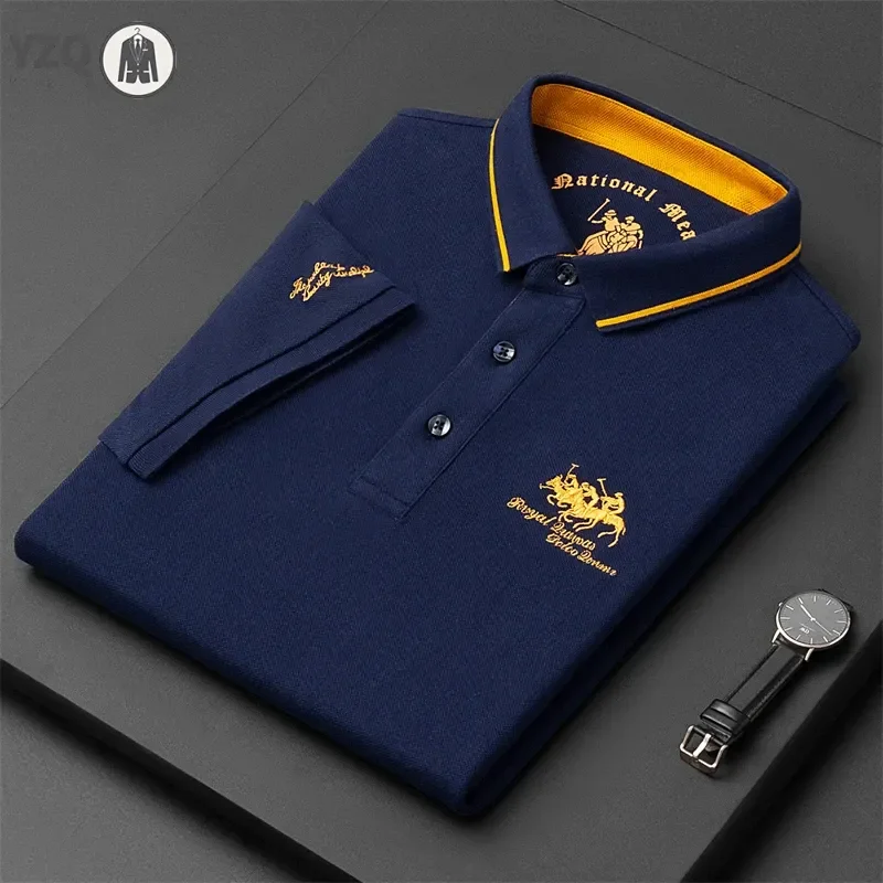 Men's Embroidered Casual Fashion Short Sleeved POLO Shirt Summer Comfortable Top thumbnail 2