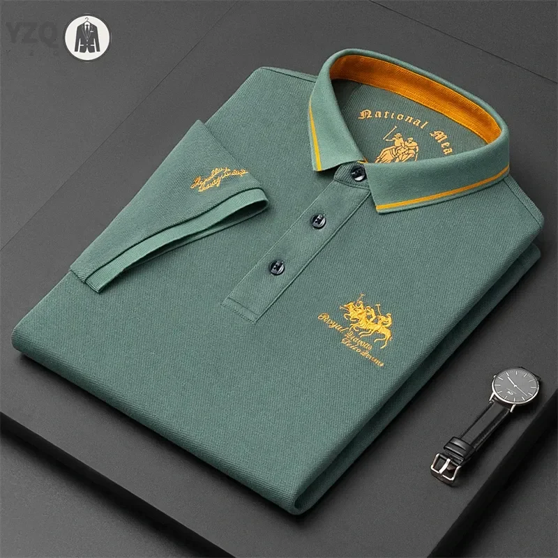 Men's Embroidered Casual Fashion Short Sleeved POLO Shirt Summer Comfortable Top thumbnail 3