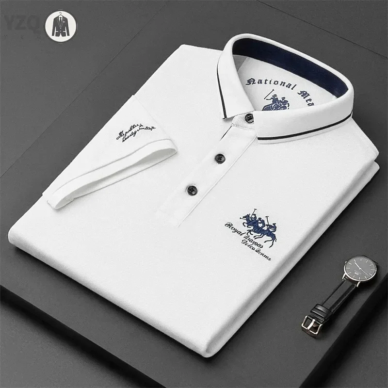 Men's Embroidered Casual Fashion Short Sleeved POLO Shirt Summer Comfortable Top thumbnail 5