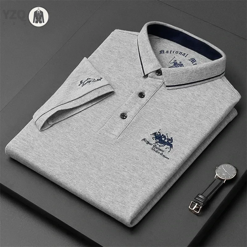 Men's Embroidered Casual Fashion Short Sleeved POLO Shirt Summer Comfortable Top thumbnail 4