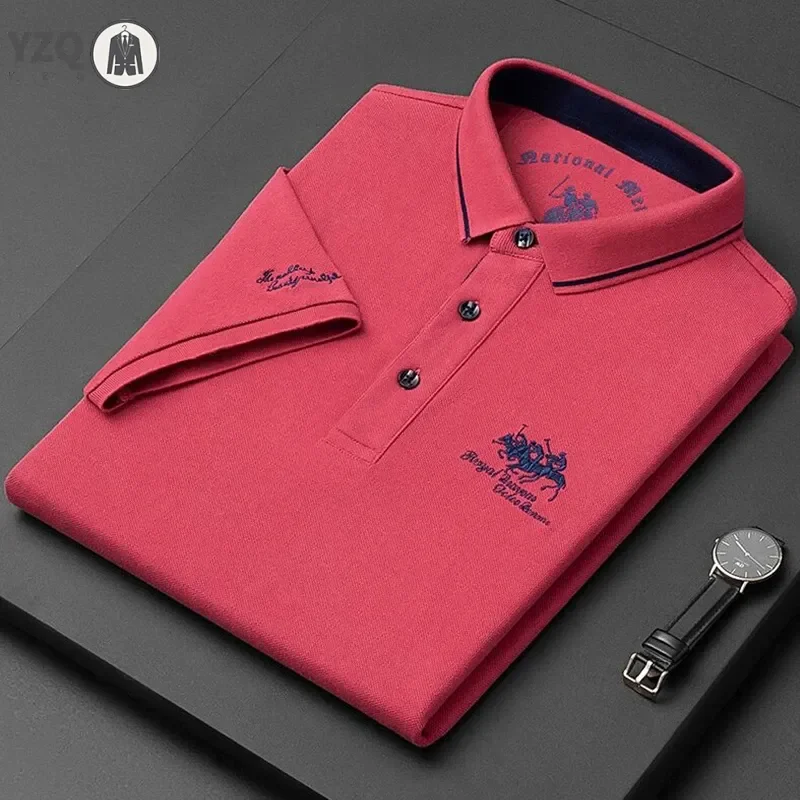 Men's Embroidered Casual Fashion Short Sleeved POLO Shirt Summer Comfortable Top thumbnail 6
