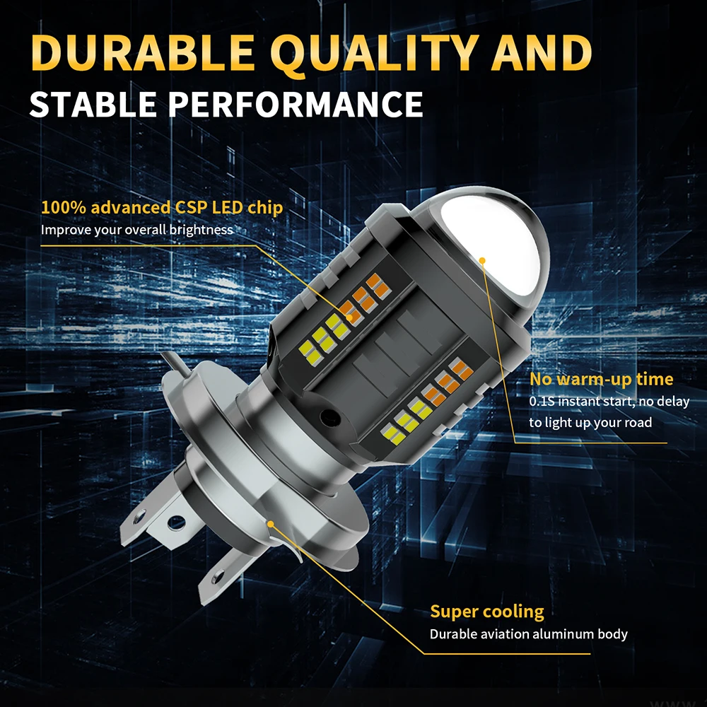 Oprah High Power Motorcycle LED Headlight Bulb H4 H6 BA20D P15D With Lens explorer Spotlight Work Light ATV Scooter Accessories thumbnail 4