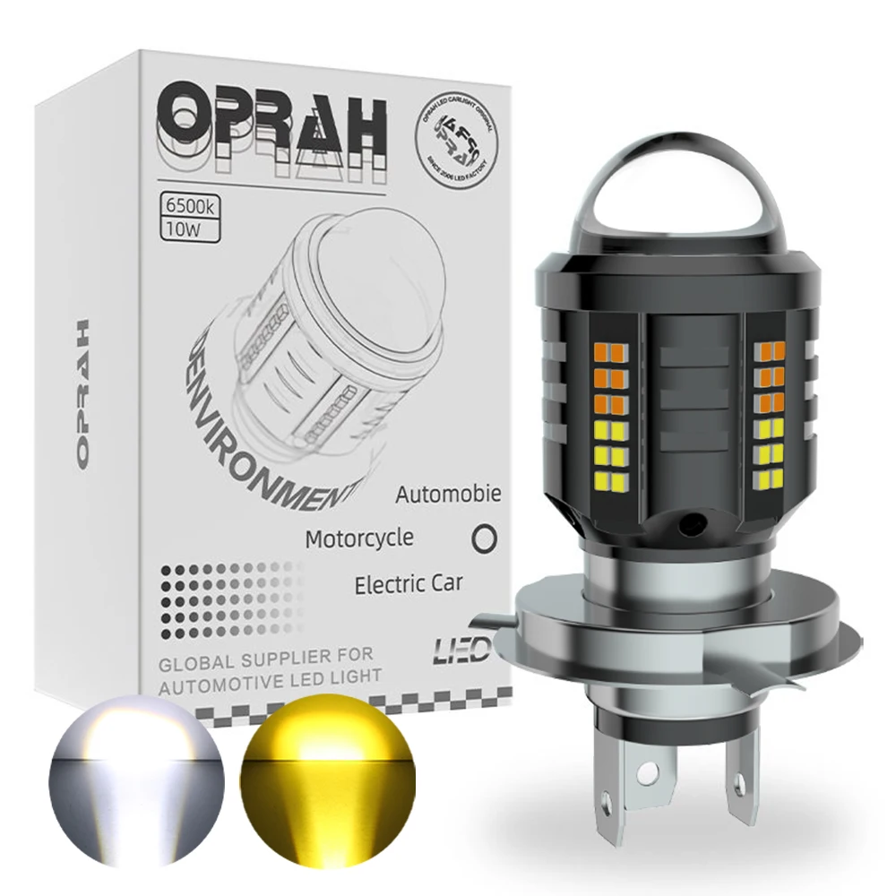 Oprah High Power Motorcycle LED Headlight Bulb H4 H6 BA20D P15D With Lens explorer Spotlight Work Light ATV Scooter Accessories