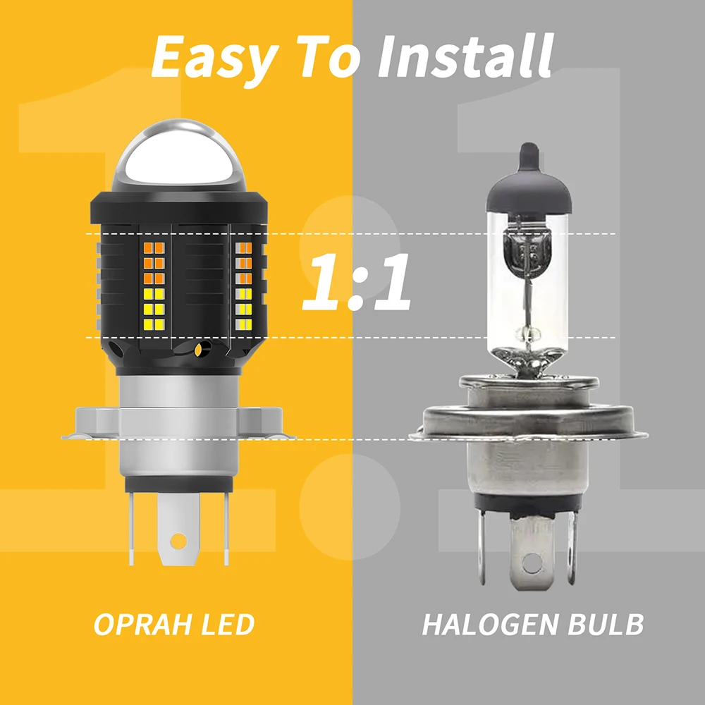 Oprah High Power Motorcycle LED Headlight Bulb H4 H6 BA20D P15D With Lens explorer Spotlight Work Light ATV Scooter Accessories thumbnail 2