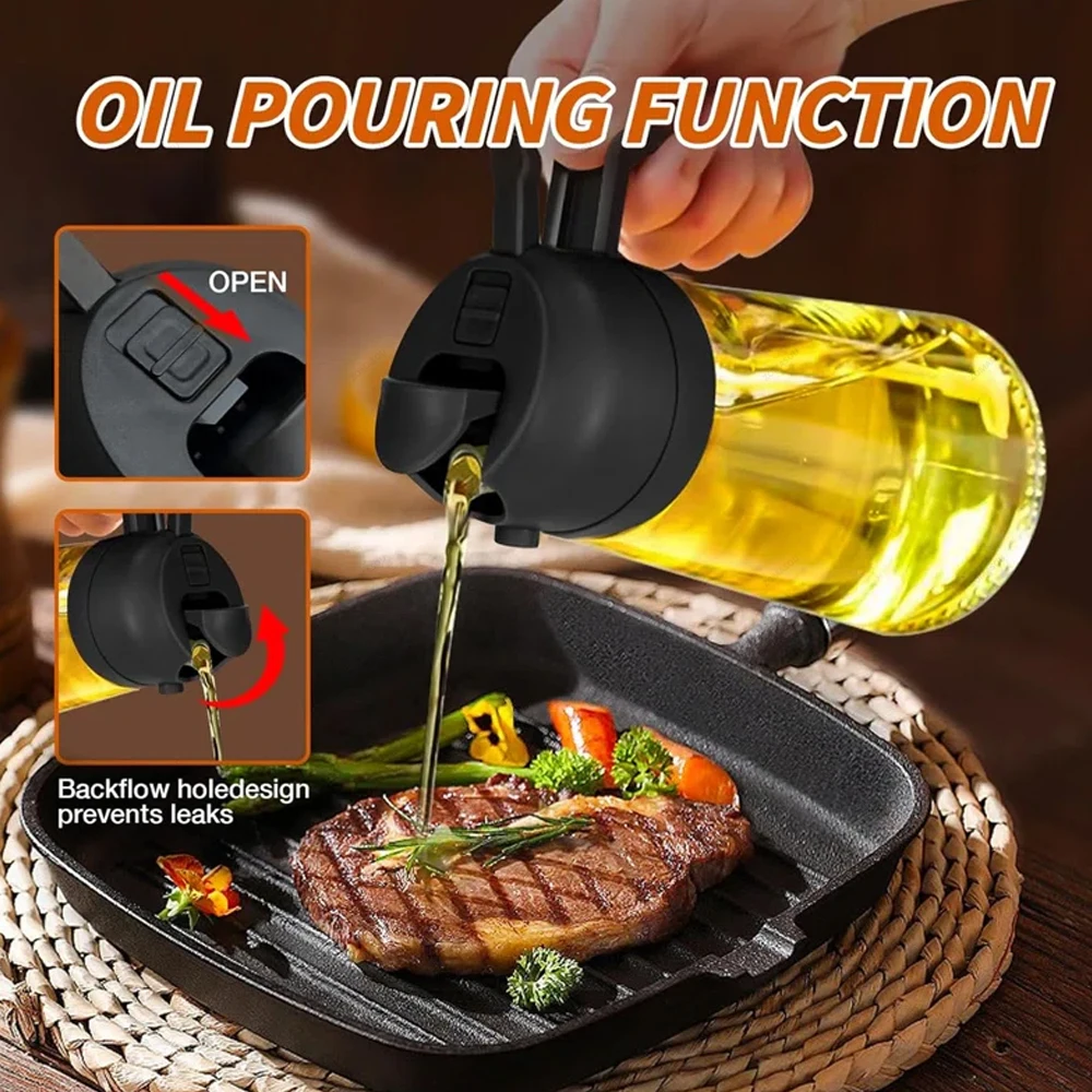 1-4Pc 2-in-1 Sprayer Pourer Oil Empty Bottle Plastic Oil Container Dispenser Vaporizer Kitchen Barbecue Camping Cooking Utensils thumbnail 5