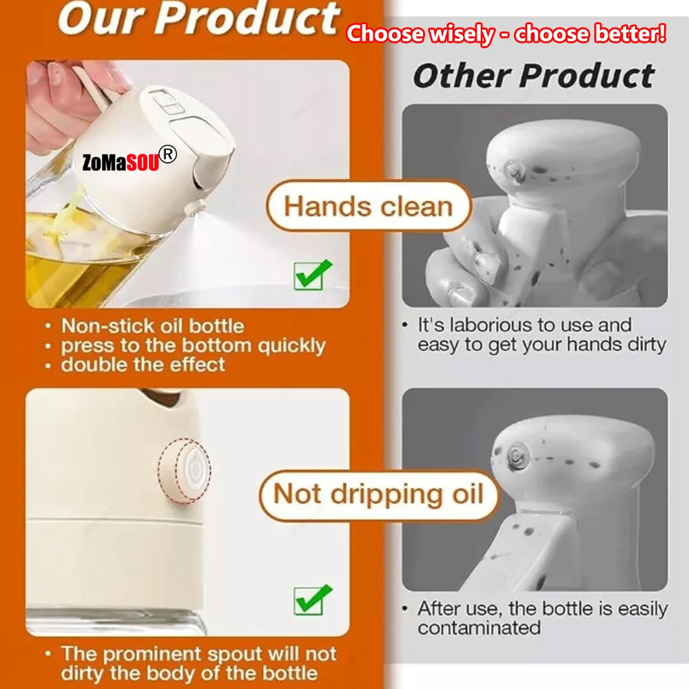 1-4Pc 2-in-1 Sprayer Pourer Oil Empty Bottle Plastic Oil Container Dispenser Vaporizer Kitchen Barbecue Camping Cooking Utensils thumbnail 3