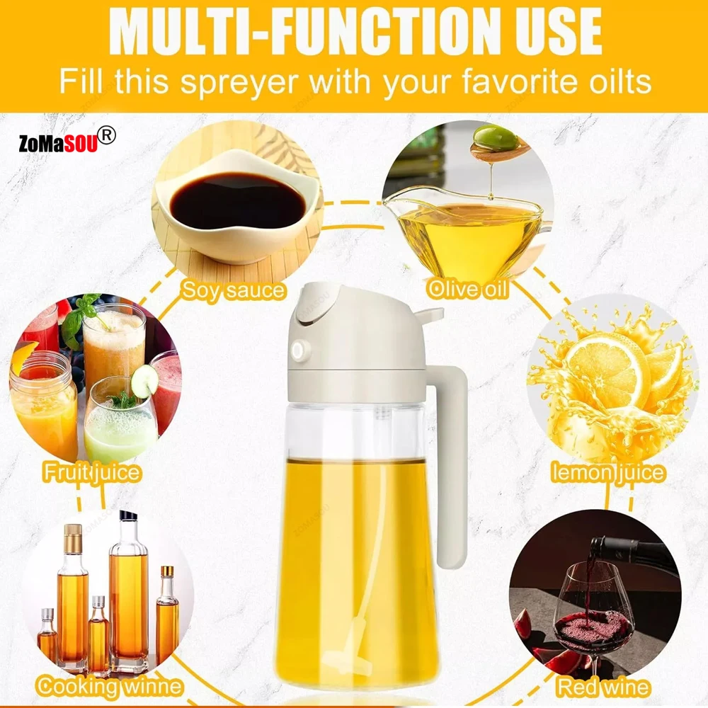 1-4Pc 2-in-1 Sprayer Pourer Oil Empty Bottle Plastic Oil Container Dispenser Vaporizer Kitchen Barbecue Camping Cooking Utensils thumbnail 4