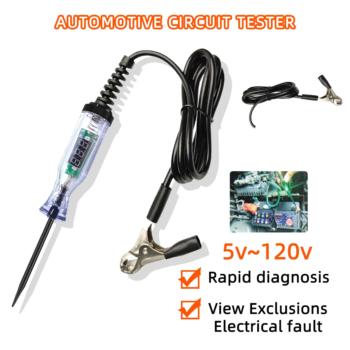 Digital voltage circuit tester 5V-90V test pen automotive circuit detection diagnostic repair tool thumbnail 4