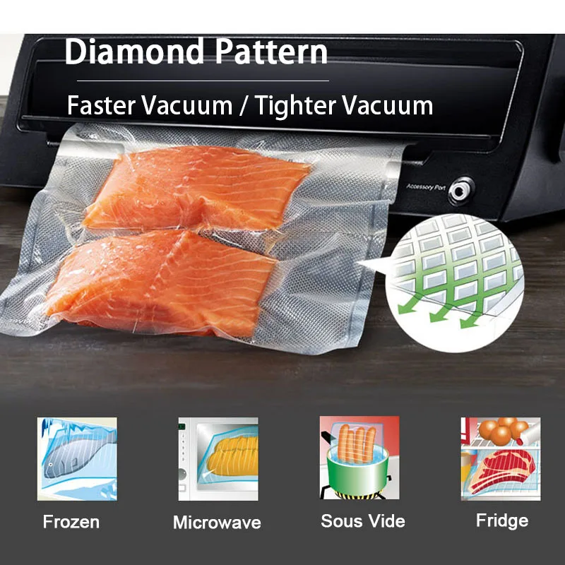Food Vacuum Storage Packaging Bags for Vacuum Sealer Meat Fruit Vegetable Sous Vide Cooking Bag 12/15/20/25/28cm 500cm/roll thumbnail 2