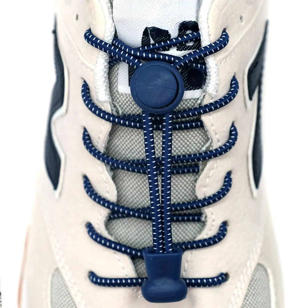 1Pair Elastic Shoelaces with Lock Sneaker No Tie Shoe Laces Stretching Lock Round Lock Lazy Quick Shoelace Hiking Shoestrings