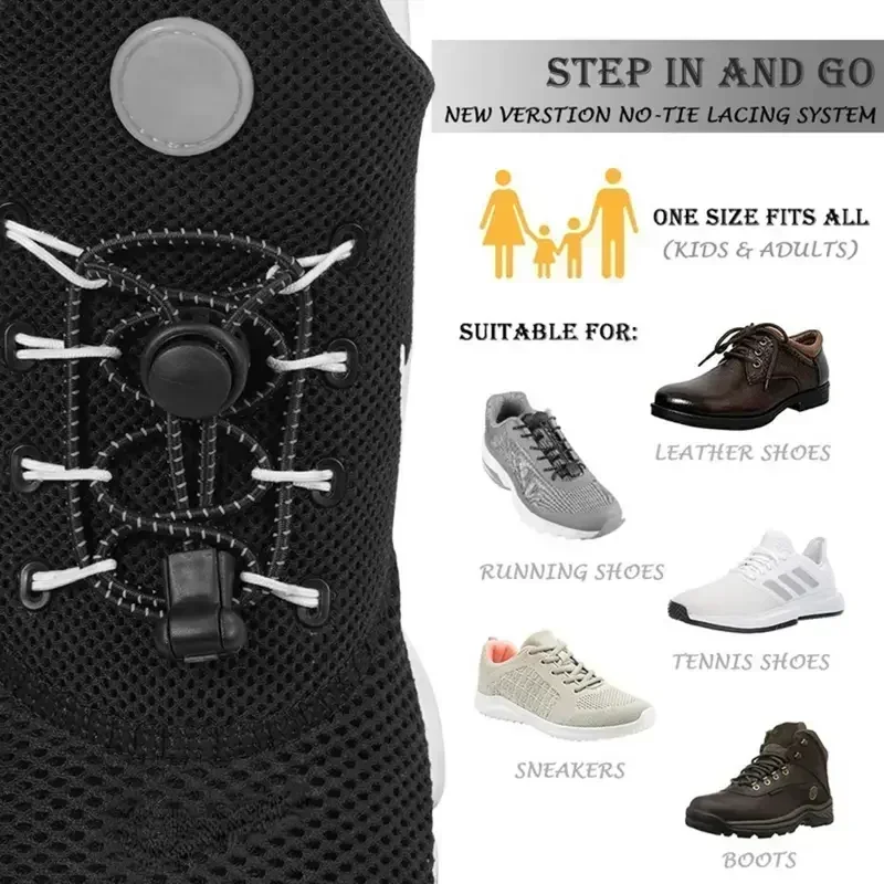 1Pair Elastic Shoelaces with Lock Sneaker No Tie Shoe Laces Stretching Lock Round Lock Lazy Quick Shoelace Hiking Shoestrings thumbnail 2