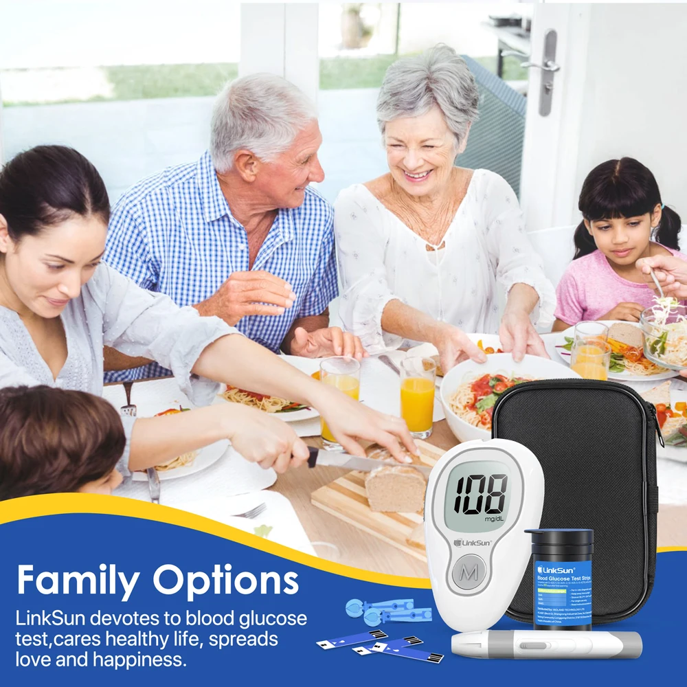 LinkSun Blood Glucose Meter G-425-3 Glucometer No Code for Diabetes Test 10/50/100pcs Strips Lancets Medical Blood Sugar mg/mmol thumbnail 6