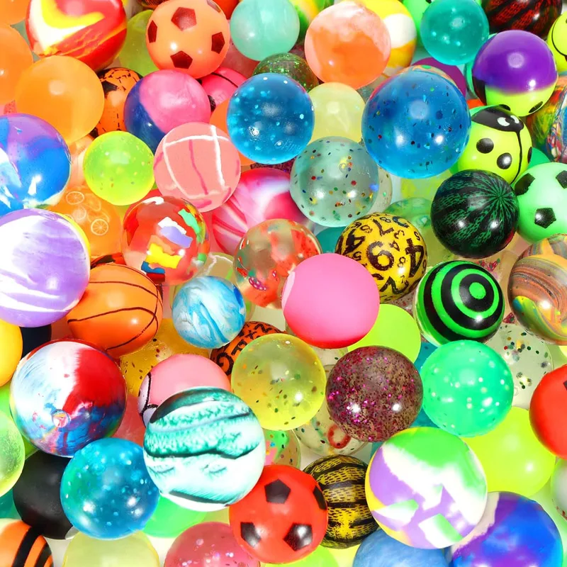 Rubber Colorful Bouncy Balls Size 27MM Mixed Pattern Party Favors For Kids Birthday Gifts Classroom Prize Balle Rebondissante