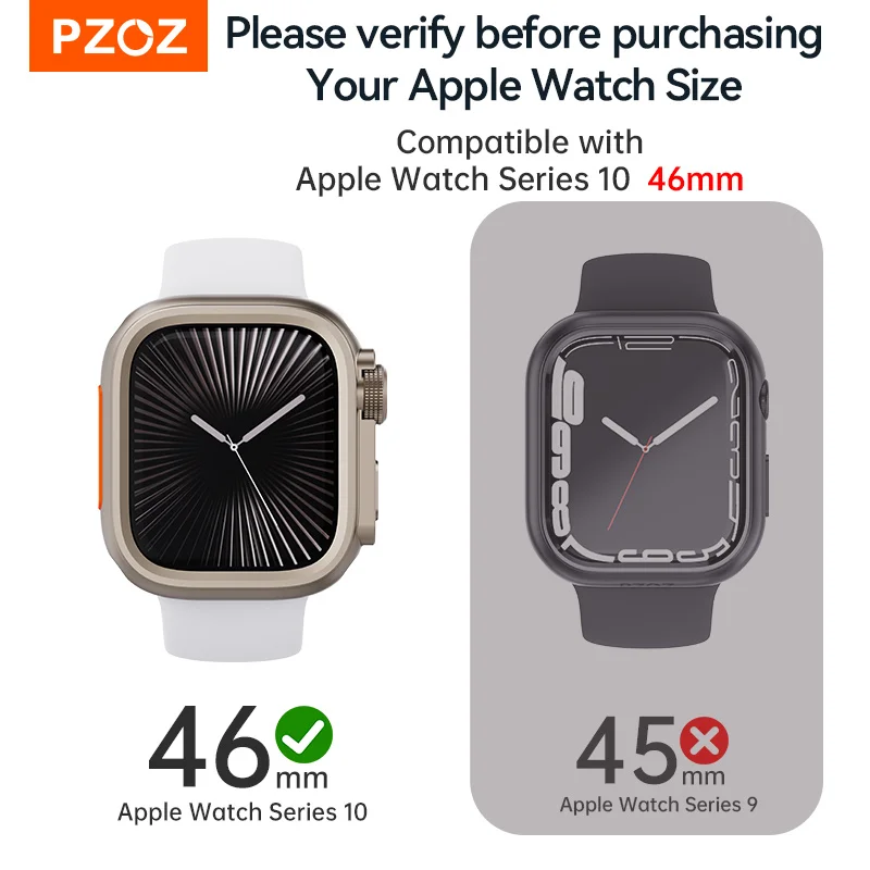 PZOZ For iWatch Ultra 2 3 Metal Shell PC Back Cover For Apple Watch Case Series 11 10 9 8 7 se 6 45mm 44mm Change to Ultra 49mm thumbnail 2