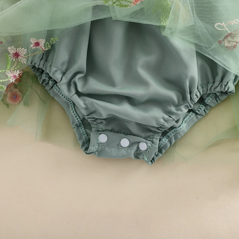 Baby Girl Halloween Costume Butterfly Wing Mesh Flower Sleeveless Tulle Fairy Romper Dress Birthday Tutu Dress thumbnail 6