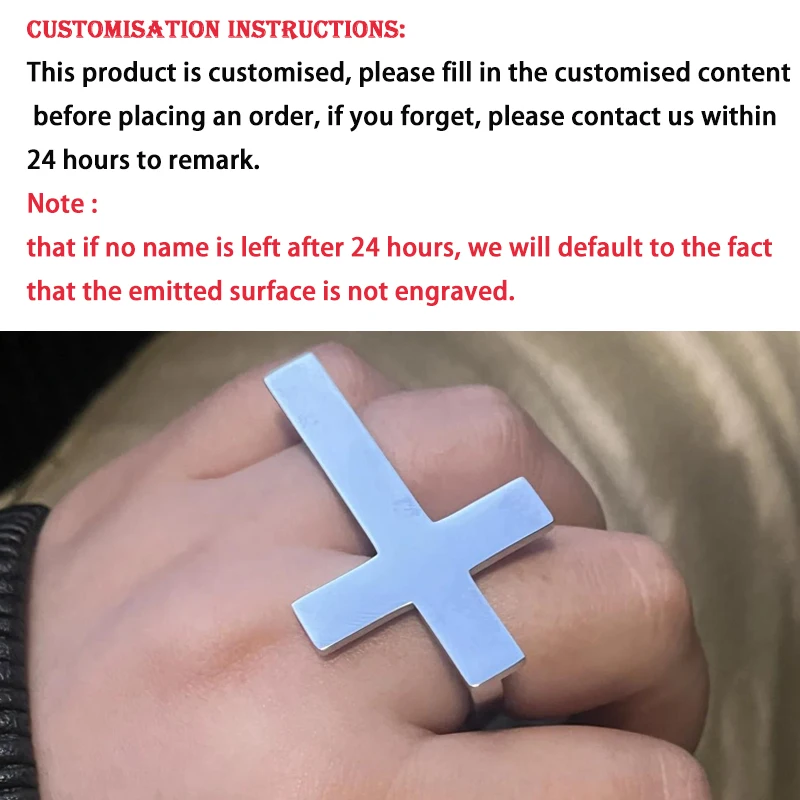 Custom Cross Ring Two Finger Ring Engraving Name Silver Stainless Steel Ring Men Knuckle Jewelry Personalized Gift for Boyfriend thumbnail 4
