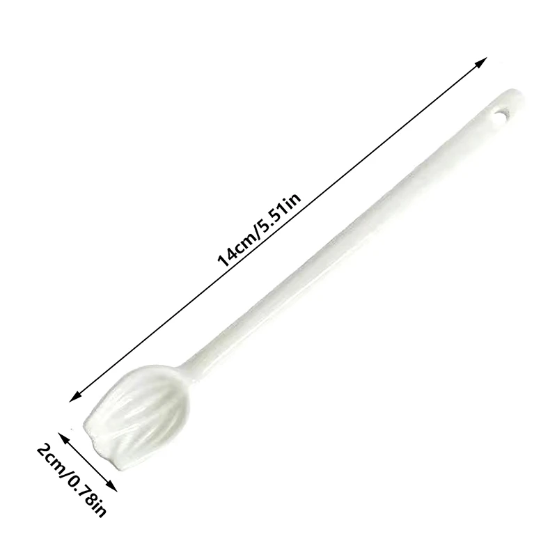 1PC Tulip Ceramic Coffee Spoon Long Handle Ice Cream Spoon Dessert Milk Tea Honey Stick Stirring Tool thumbnail 6