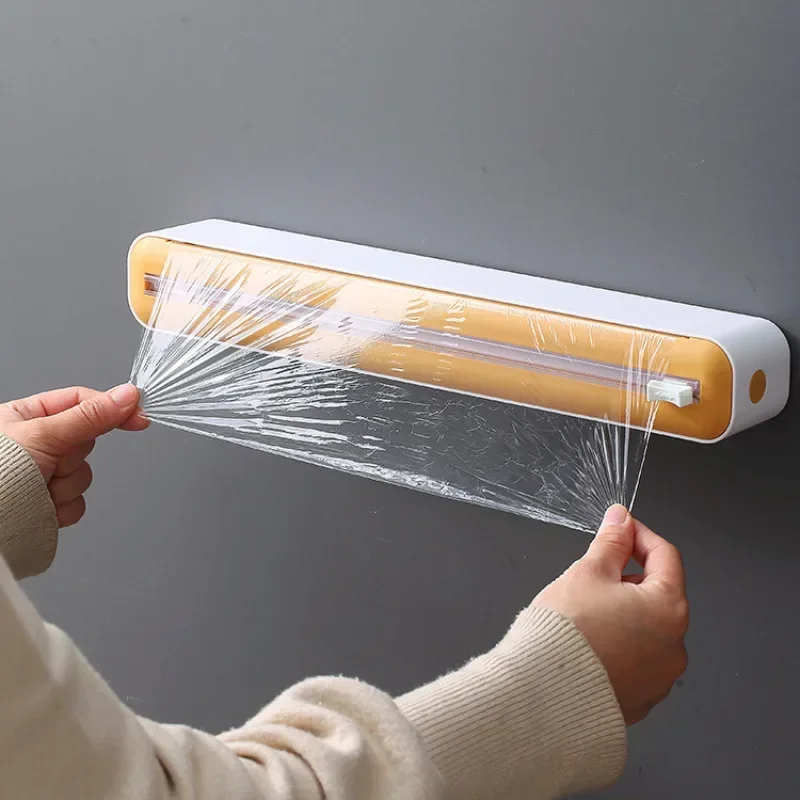 Plastic Wrap Dispensers Multi Purpose Cling Film Dispenser with Cutter Refillable Kitchen Storage Organization thumbnail 3