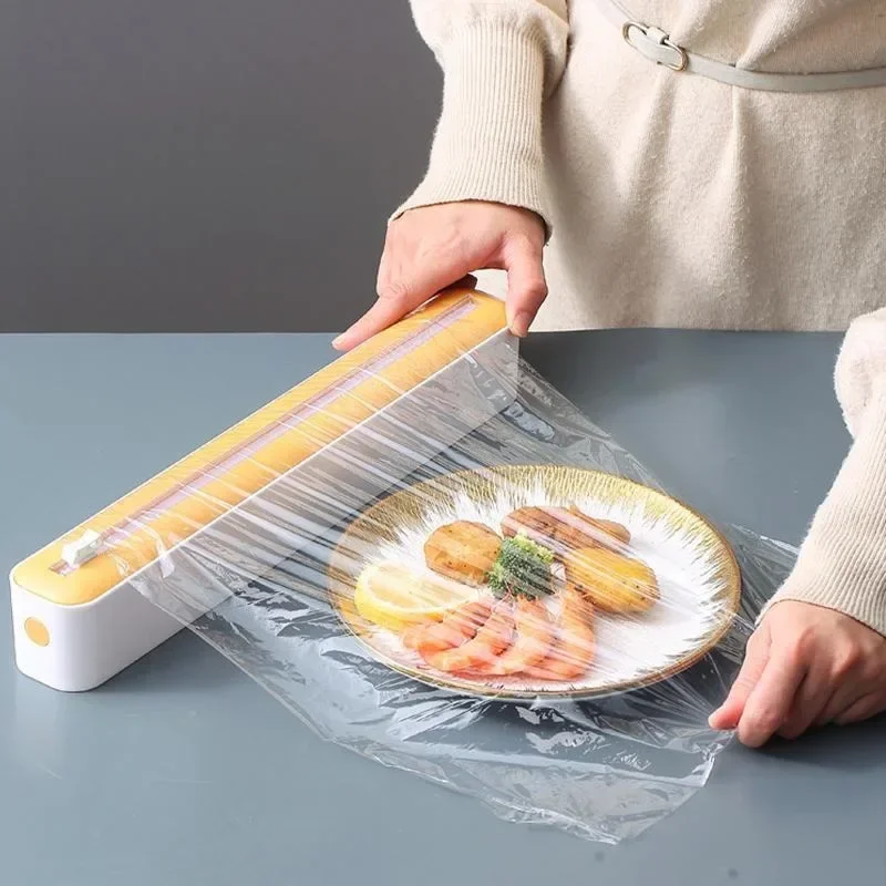 Plastic Wrap Dispensers Multi Purpose Cling Film Dispenser with Cutter Refillable Kitchen Storage Organization thumbnail 2