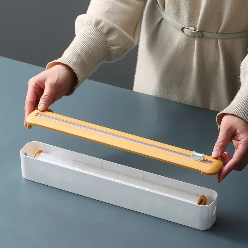 Plastic Wrap Dispensers Multi Purpose Cling Film Dispenser with Cutter Refillable Kitchen Storage Organization thumbnail 4