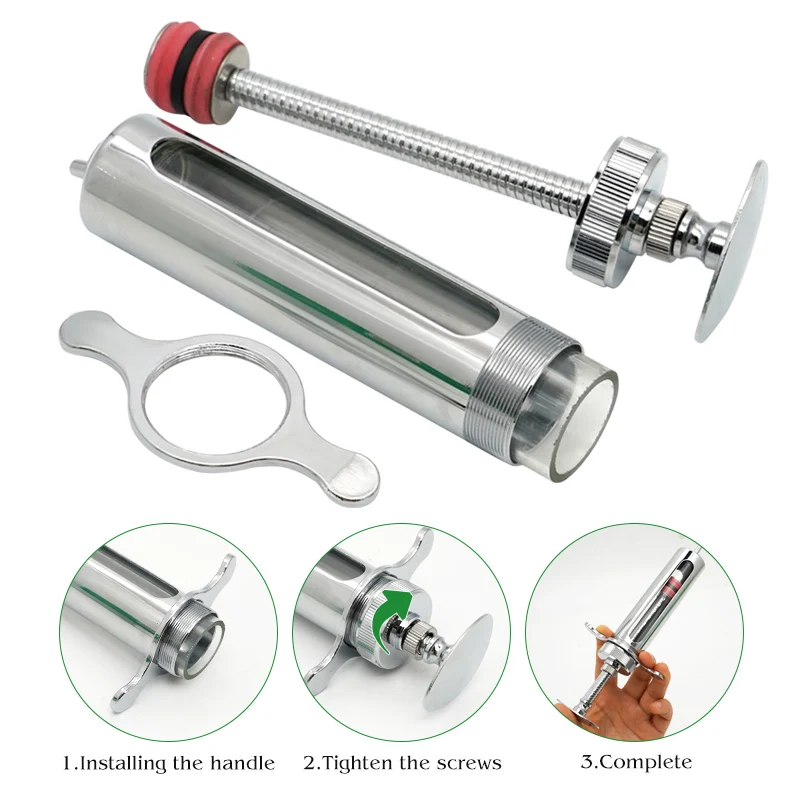 Animal Syringe for Pig Cattle Sheep Stainless Steel  Reusable Syringe Injector Vet Tools Farm Supplies Veterinary  Syringe Hypod thumbnail 3
