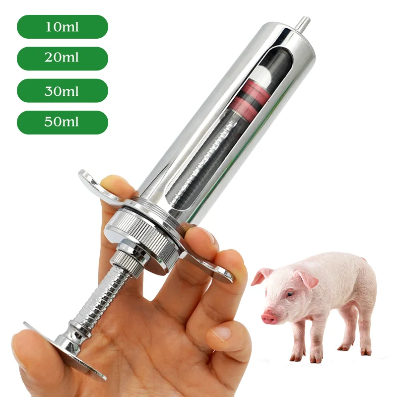 Animal Syringe for Pig Cattle Sheep Stainless Steel  Reusable Syringe Injector Vet Tools Farm Supplies Veterinary  Syringe Hypod thumbnail 4