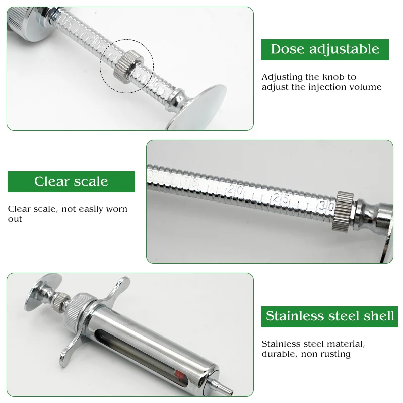 Animal Syringe for Pig Cattle Sheep Stainless Steel  Reusable Syringe Injector Vet Tools Farm Supplies Veterinary  Syringe Hypod thumbnail 2
