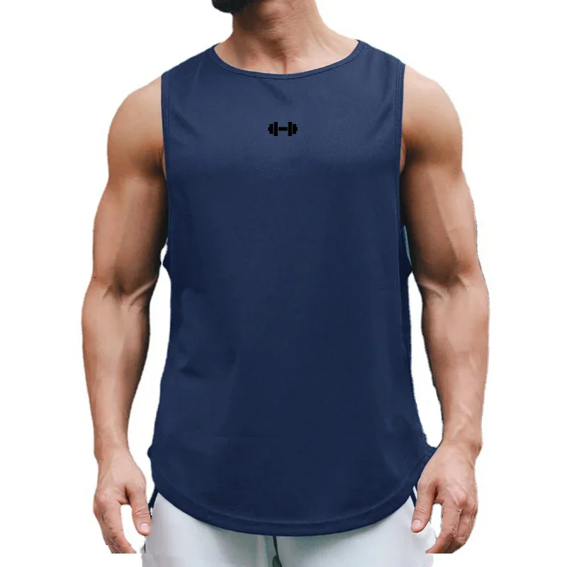 Gym Fitness Bodybuilding Sport Vests Mesh Breathable Quick Dry Running Tank Tops Mens Workout Muscle Casual Elastic T-shirts thumbnail 3