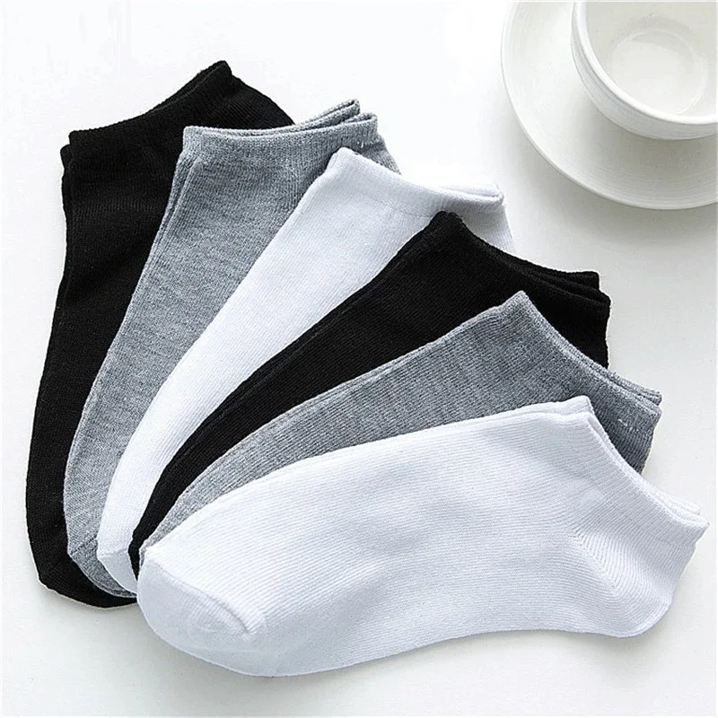Men Ankle Socks Solid Color Black White Gray Invisible Breathable Cotton Sports Socks Male Short Socks Women Men Sox 10/5Pcs thumbnail 3